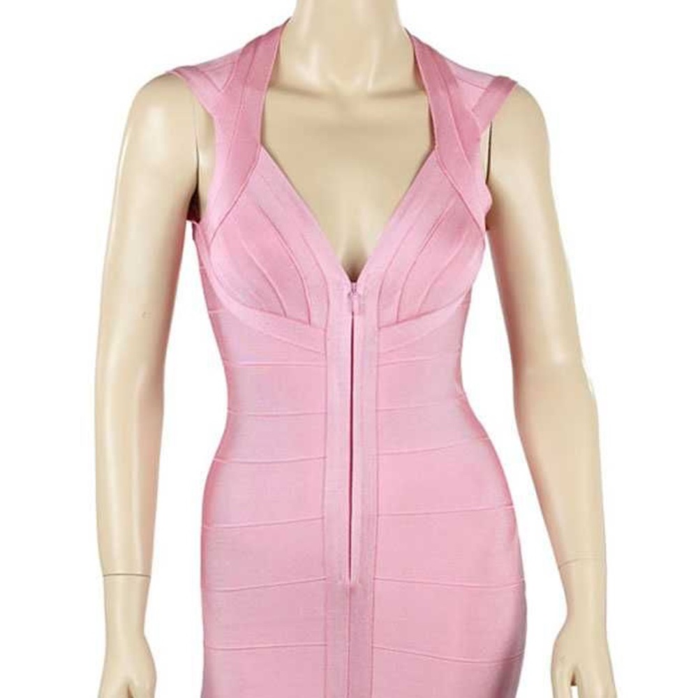 Candy pink bandage bodycon zip mini shirt dress xs custom